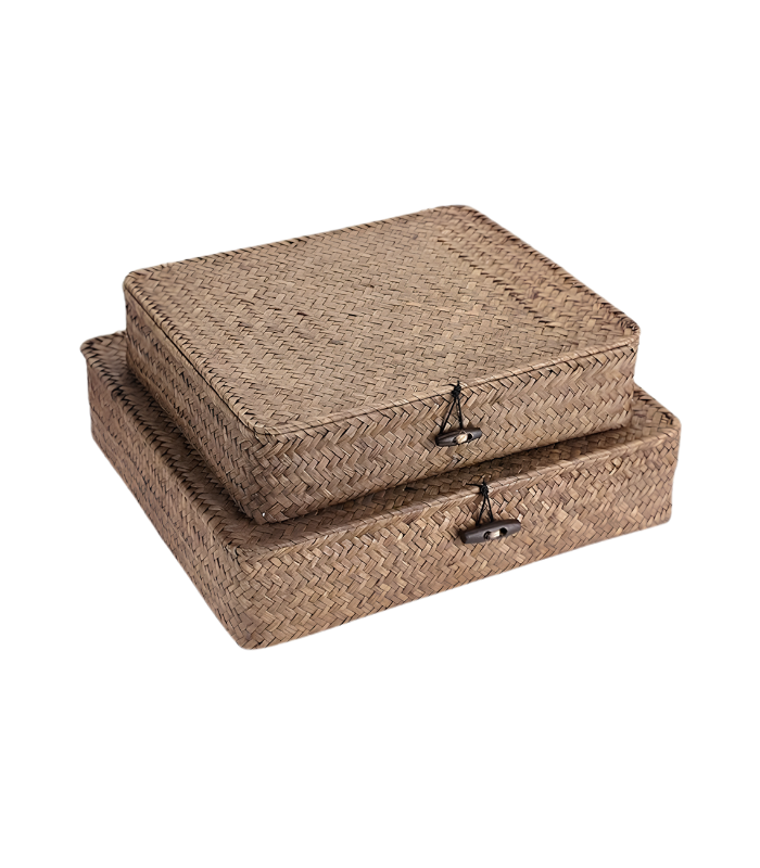 28 Flat Woven Wicker Storage Bins - Image 1